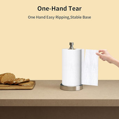 YUMORE Paper Towel Holder Countertop, Counter Paper Towel Holder with Weighted Base Non Slip, Standing Paper Towel Roll Holder for Modern Kitchen Bathroom, Stainles Steel (Brushed Nickel) - Image 9