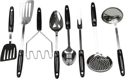Chef Craft Basic Stainless Steel Kitchen Tool and Utensil Set, 8 Piece Set, Black by ChefCraft