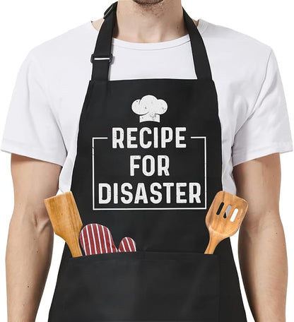 SANDJEST Funny Mens Aprons with Pockets for BBQ Grilling Cooking Grandpa Husband Apron for Birthday Christmas Father's Day
