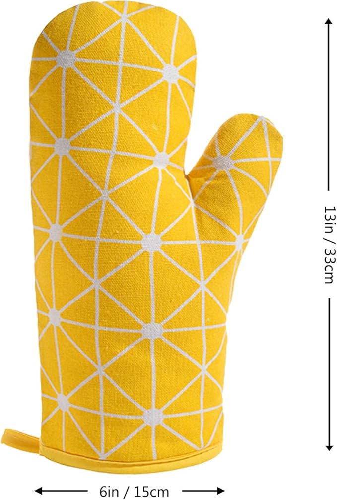 Oven Mitts and Potholders BBQ Gloves-Oven Mitts and Pot Holders with Recycled Infill Silicone Non-Slip Cooking Gloves for Cooking Baking Grilling (4-Piece Set) (Yellow-02) - Image 5