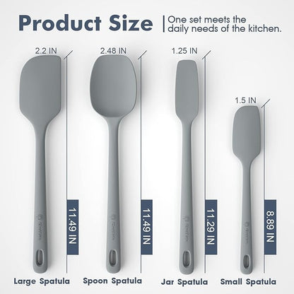 ChefAide 4 Pieces Silicone Spatula Set, Food Grade Rubber Spatula, Upgrade Strong Handle with Ergonomic Grip, Heat Resistant for Nonstick Cookware, Cooking - Image 2