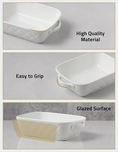 Sweejar Casserole Dishes for Oven, Baking Dish Set of 3,Ceramic Bakeware Set, Rectangular Baking Pan for Cooking,Kitchen,Banquet,12.2x9.2x2.5 Inches (White) - Image 5