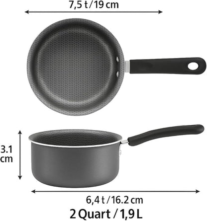 1-Quart Non-Stick Sauce Pan with Stay-Cool Handle – Durable Steel Construction, Even Heat Distribution, Easy-Clean Coating, Gray Finish