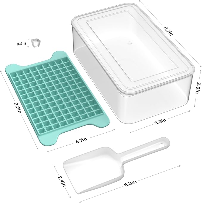 Mini Ice Cube Tray for Freezer: FDDBI Small Ice Trays for Freezer with Bin - 117×4PCS Easy Release Nugget Ice Tray - Crushed Ice Tray with Container - Image 2