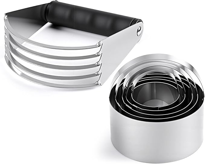 Ninsula Pastry Cutter Set, Stainless Steel Professional Pastry Blender with Biscuit Cutter, Heavy Duty Dough Blender with Soft Grip for Easy Mixing(Black) by Unknown
