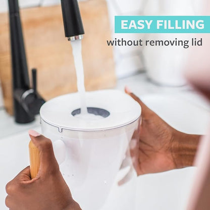 Soma by Full Circle 10-Cup Water Filter Pitcher - Beautiful Water Dispenser with Sustainable Bamboo Handle, Coconut Shell Activated Carbon Filter - Image 5