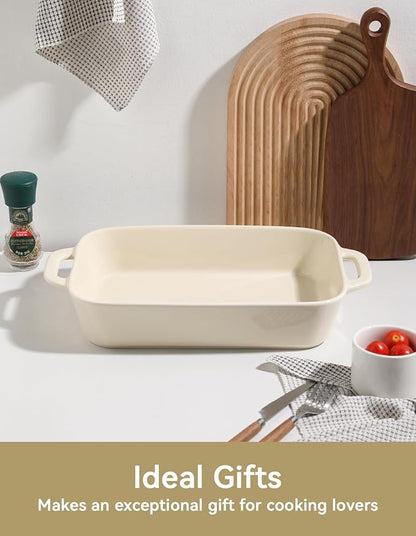 Sweejar Ceramic Bakeware Set, 9x13 Rectangular Baking Dish for Cooking, Kitchen, Cake Dinner, Banquet and Daily Use, Casserole Dishes for Oven Porcelain Baking Pans（Beige) - Image 6