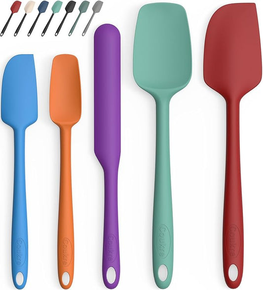 Coukre Silicone Spatula Set of 5,High Temperature Resistant, Food Grade Silicone, Dishwasher Safe, for Baking, Cooking (Pure Colorful B) by Coukre