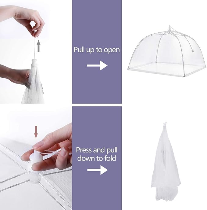 (3Pack) Pop-up Picnic Food Tent Covers, 17x17Inch Foldable Mesh Screen Food Covers for Outdoors, Reusable Food Cover Net Keep Out Flies, Mosquitoes… - Image 3