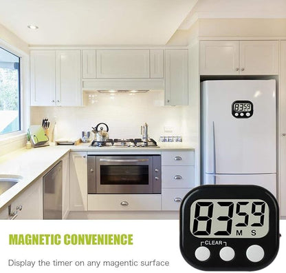 12 Pack Digital Kitchen Timer Large LCD Display Loud Alarm Strong Magnetic Stand, Minute Seconds Count Up Countdown and Simple Operation Timers for Cooking, Bathroom, Kids, Teacher, Classroom - Black - Image 7
