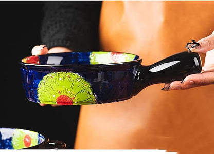 Vintage Style Pottery Bakeware Colorful Daisy Pattern Ceramic Casserole Dish Baking Pan Lasagna Pans Baking Dish with Handles from Oven to Table Plate-1 PCS, 20 OZ - Image 6