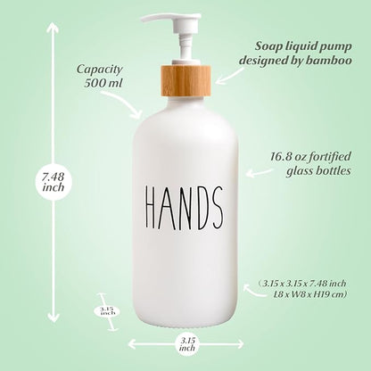 LOOCHICA 2 Pack Glass Soap Dispenser Set, Hand and Dish Glass Soap Dispensers for Kitchen Sink, Kitchen Soap Dispenser Set Suitable for Black and White Kitchen Décor - Image 3