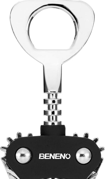Beneno Wine Opener, Zinc Alloy Premium Wing Corkscrew with Multifunctional Bottles Opener, Sharp Wine Corkscrew with Ergonomic Non-Slip Wing Handle, Upgrade Black - Image 4