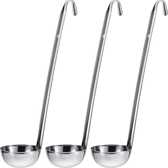 meekoo Stainless Steel Ladle Soup Handle Ladle with Pouring Rim for Kitchen Cooking Soup Sauce by meekoo
