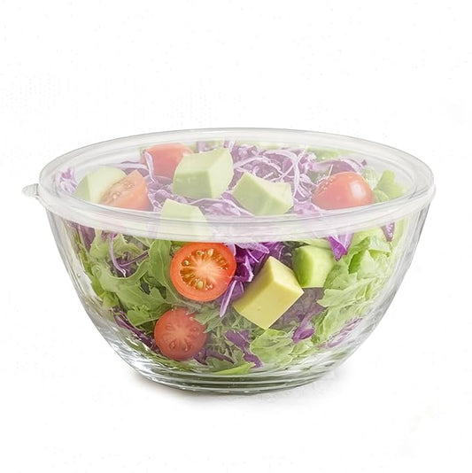 5 Quart Deep Big Glass Bowl with Lid,10 Inch Large Glass Mixing Bowl for Sourdough Bread Kitchen Salad Bread Storage, For Prepping, Marinating & Brining Kimch (clear)