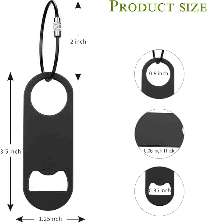 5 PACK Stainless Steel Flat Bottle Opener with Keychain- Bar Key-Beer Bottle Opener for Kitchen, Bar or Restaurant（Black） - Image 2