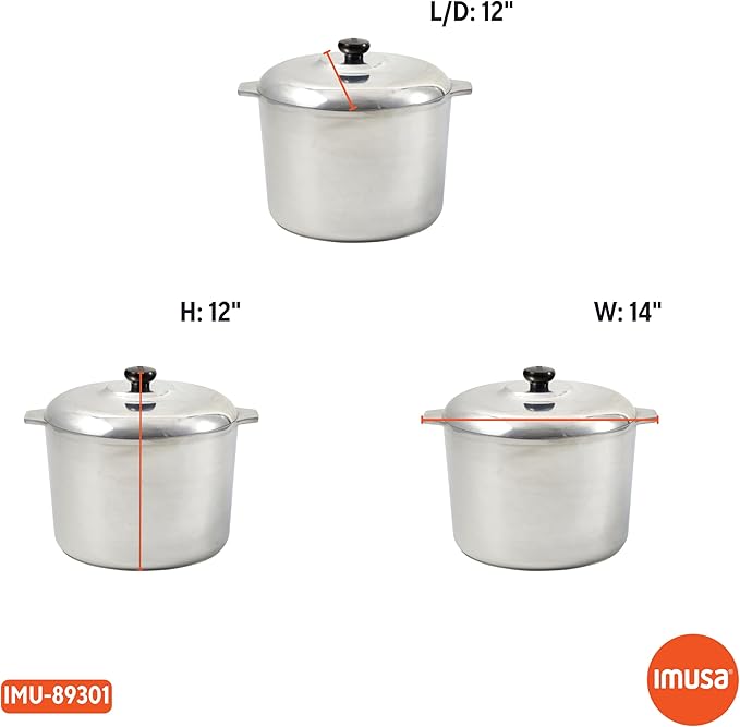 IMUSA USA Heavy Duty Cajun Aluminum Stock Pot 14 Quart, Silver - Image 8