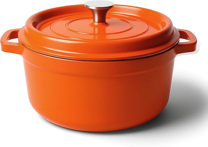 6.5 Quart Dutch Oven Pot with Lid, Non Stick Enameled Cast Iron Dutch Oven for Bread Baking, Heavy-Duty, Oven Safe Ceramic Cookware Up to 500°F for Baking, Braising, Stews, Roasting, Orange by Fijinhom