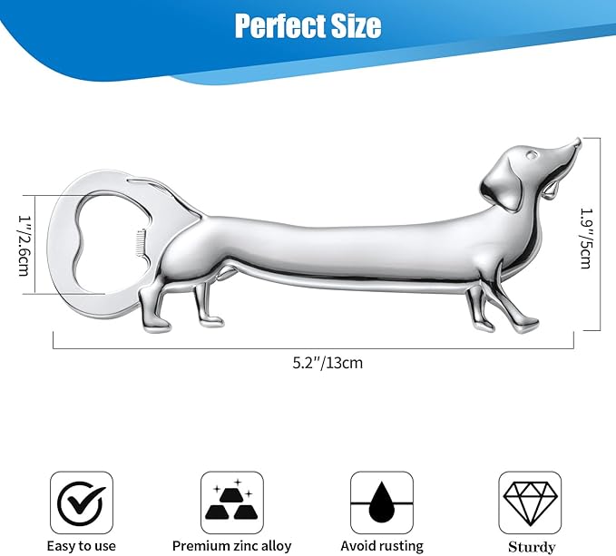 Dachshund Dog Bottle Opener Beer Opener, Dachshund Gifts Sausage Dog Gifts Funny Novelty Cute Wiener Dog Doxie Gifts, Silver