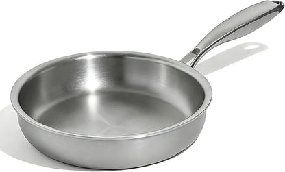 Umite Chef 5 Ply Stainless Steel Frying Pan 8 inch, Non Toxic Professional Stainless Steel Skillets, Dishwasher and Oven-Safe Chef Pan, PFOA&PTFE Free Cookware, Fast & Even Heat, Stay-Cool Handle by UmiteChef