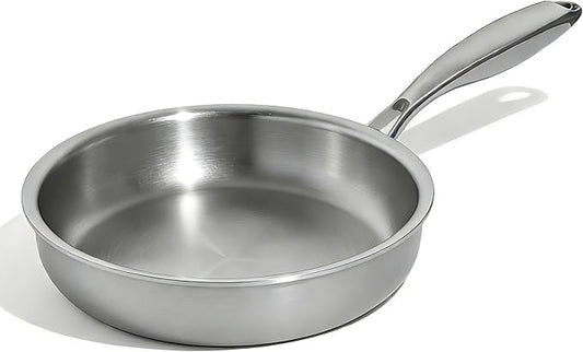 Umite Chef 5 Ply Stainless Steel Frying Pan 8 inch, Non Toxic Professional Stainless Steel Skillets, Dishwasher and Oven-Safe Chef Pan, PFOA&PTFE Free Cookware, Fast & Even Heat, Stay-Cool Handle by UmiteChef
