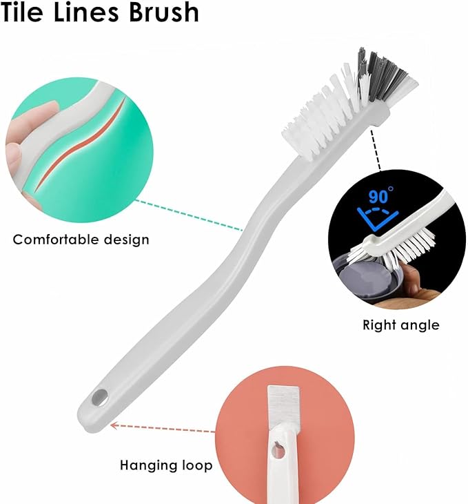 Kitchen Scrub Brush, Angle Cleaning Brush, Right Angle Scrub Brushs for Sink Household Dish Pot Pan Edge Corners, Upgraded Stiff Brushes for Small Space Crevice Cleaning with Stiff Bristle - Image 3