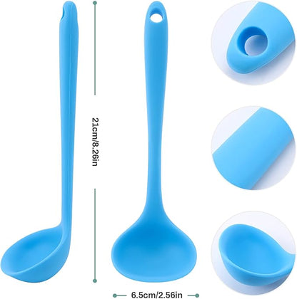 5 Pieces Silicone Ladles for Cooking - Small Soup Ladle Spoon Heat Resistant Kitchen Ladle Spoons, Cooking and Serving Spoon for Soup Sauce Chili Gravy Canning Pouring (5 Colors) - Image 3