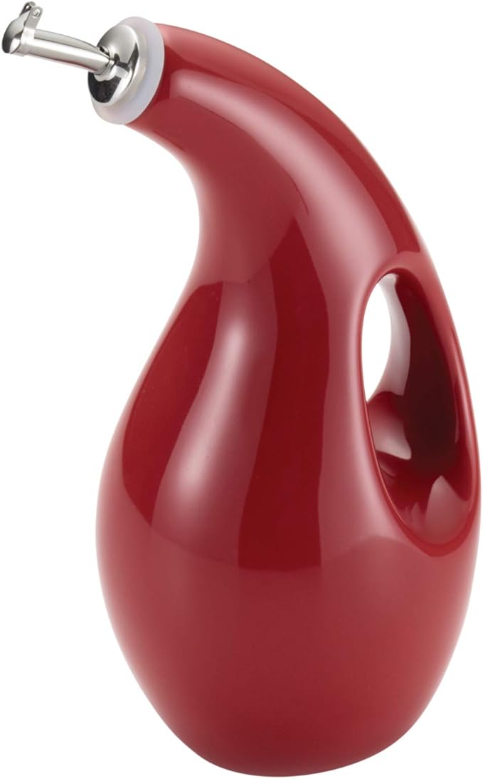 Rachael Ray Solid Glaze Ceramics EVOO Olive Oil Bottle Dispenser with Spout - 24 Ounce, Red by RachaelRayKitchenware