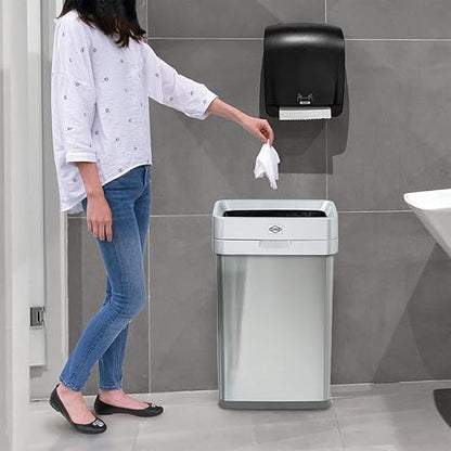 Clorox 13 Gallon Trash Can - 50L Slim Open Top Garbage Bin for Commercial Spaces, Kitchen, Office - Narrow Rectangular Stainless Steel Body with Hinged Rim Protection - Image 8