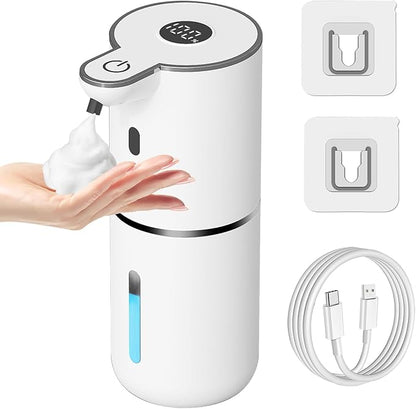 OHIFAST Automatic Foaming Soap Dispenser Touchless, USB Rechargeable Smart Hand Soap Dispenser, 6-Level Adjustable, 12.8oz/380mL Wall Mounted for Bathroom Kitchen Dish Soap-White by OHIFAST