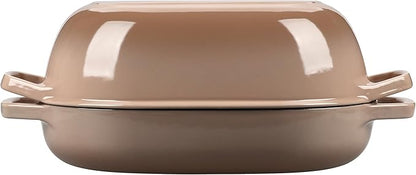 EDGING CASTING Enameled Cast Iron Oval Dutch Oven Pot with Lid, Dutch Oven for Sourdough Bread Baking, Oval Bread Pan, Bread Oven, Bread Dutch Oven, 7qt, Mocha