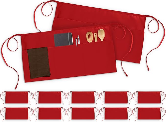 Utopia Wear 12 Pack Server Aprons with 3 Pockets, Waiter and Waitress Waist Aprons for Women with Pockets, Men Short Aprons - Image 5