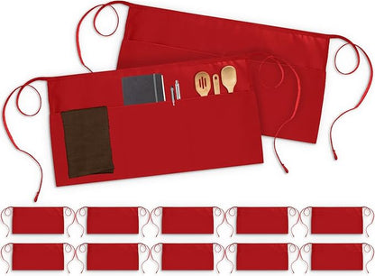 Utopia Wear 12 Pack Server Aprons with 3 Pockets, Waiter and Waitress Waist Aprons for Women with Pockets, Men Short Aprons - Image 5