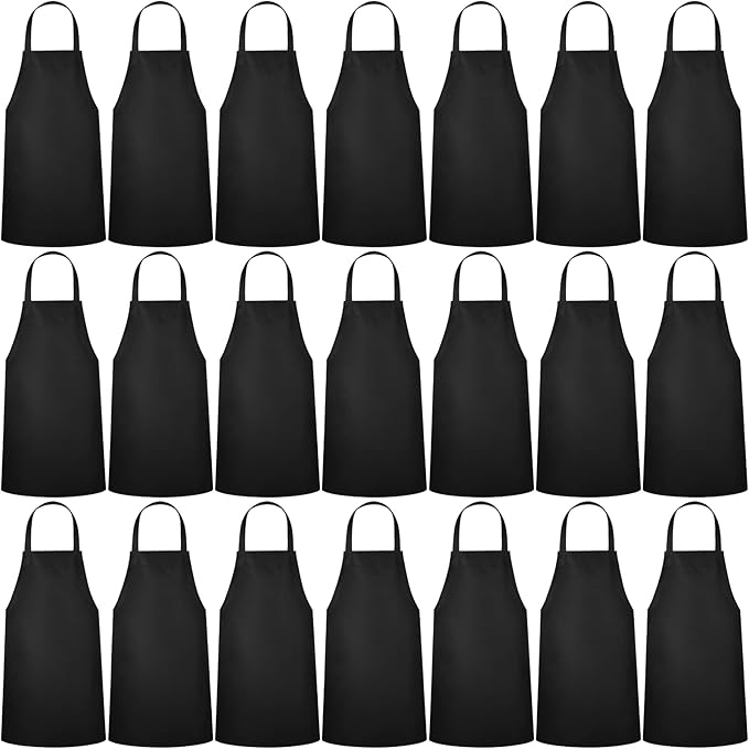Foaincore Bib Aprons, Unisex Apron No Pocket Bulk Machine Washable Plain Aprons for Women Men Chef Kitchen Drawing by Foaincore