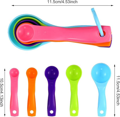 Frienda 20 Pieces Colorful Plastic Measuring Cup Spoons for Kitchen Cooking Baking Dry and Liquid Ingredients - Image 3