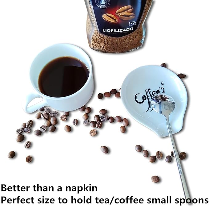 Coffee Spoon Rest, Small Ceramic Coffee Spoon Holder, Porcelain Spoon Holder, Ceramic Spoon Rest for Tablespoon,Teaspoon,Bar Spoon,Coffee Bar Accessories (Spoon Rest+Sliver Spoon) - Image 3
