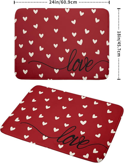 Giwawa Red Hearts Dish Drying Mat 18"x24", Valentines Day Symbol of Love Dish Drainer Mats, Romantic Reversible Dish Drying Rack Pad Protector for Kitchen Countertop Tabletop Large Decor