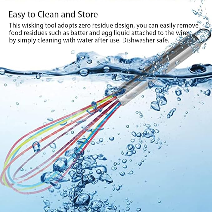 Silicone Whisk set of 3, 8+10+12in Kitchen Balloon Wire Whisks, Hand Egg Mixer Beater for Cooking