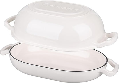 VORRINGARD Enameled Cast Iron Sourdough Bread Oven, Dutch Oven, Loaf Cast Iron Bread Pan for Homemade Bread Baking, Meatloaf Pan with Lid, 7QT, White - Image 6