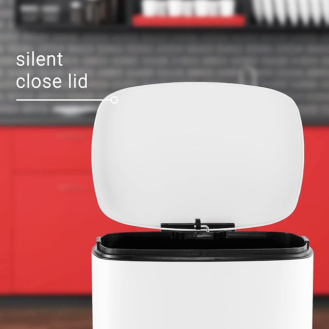 happimess HPM1006C Connor Rectangular 13-Gallon Trash Can with Soft-Close Lid and Free Mini Trash Can, Fingerprint Resistant, Modern, Minimalistic for Home, Kitchen, Office, Bathroom, White - Image 8