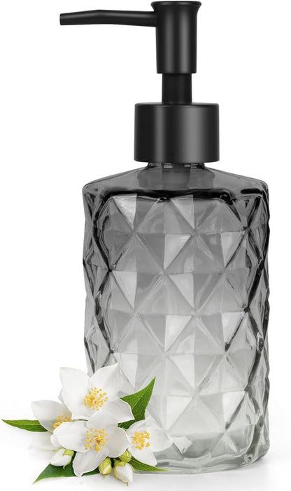 Topsky Glass Soap Dispenser with Plastic Pump, 330ml Liquid Hand Soap Dispenser, Rustproof Pump for Kitchen & Bathroom, Great for Lotions, Essential Oil, Liquid Soaps,Gradient Black by HomeandKitchenNO1