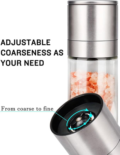 Gulex® Salt and Pepper Grinder Set, Pepper Mill, Sea Salt Shaker Grinder Refillable, Adjustable Coarseness, Stainless Steel with Ceramic Rotor(Seasoning not included) - Image 4