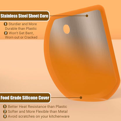 Sapid Flexible Curved Edge Silicone Bowl Scraper(5.98"×4.3"), Food Grade Dough Scraper for Baking Sourdough Bread, Cake, Bench Scrapers, Multipurpose Kitchen Dish Scrapers, Easy to Clean (1, Orange) - Image 2