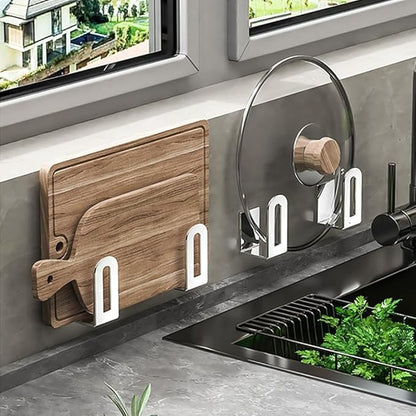 Self Adhesive Stainless Steel Pan Cover Racks ,Pantry Organization Rack, Cutting Board Storage , Pot Lid Holder