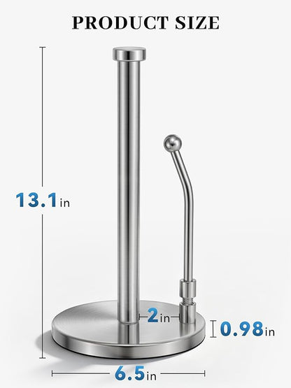 SMARTAKE Paper Towel Holder, Paper Towel Dispenser Standing Weighted Base Non Slip, Spring Arm for Easy Tear, Stainless Steel Paper Towel Holder for Home Kitchen Countertop Tabletop, Silver - Image 5