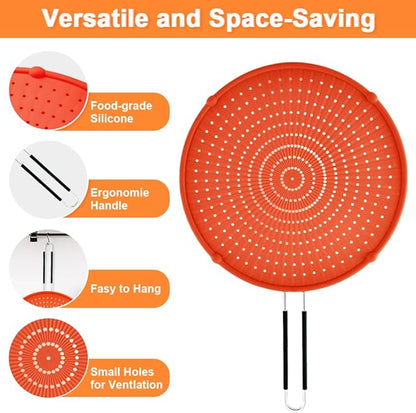 Splatter Screen for Frying Pan, Grease Splatter Guard, Heat-Resistant Splatter Guards for Frying, Silicone Splatter Guard for Everyday Cooking, Dishwasher Safe, Red （16in×12in×0.5in） - Image 4