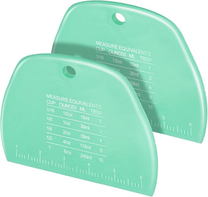 Teenitor 2 Pieces Dough Scraper, Plastic Dough Cutter, Bread Scraper for Sourdough, Bench Scraper with Measuring Scale, Multipurpose Food Scrapers for Dough, Cake, Bread Green by PERFECTYOURBEAUTY