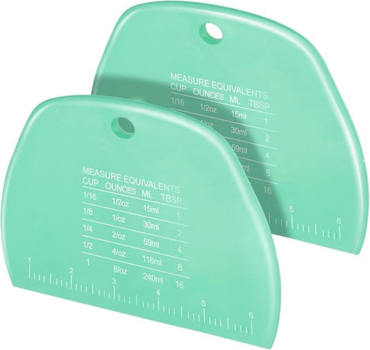 Teenitor 2 Pieces Dough Scraper, Plastic Dough Cutter, Bread Scraper for Sourdough, Bench Scraper with Measuring Scale, Multipurpose Food Scrapers for Dough, Cake, Bread Green by PERFECTYOURBEAUTY