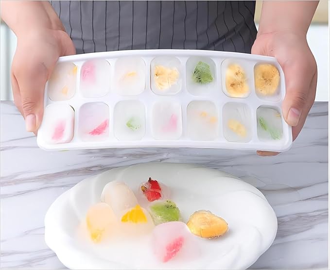 Ice Cube Trays, Silicone Easy-Release and Flexible 14-Ice Trays with Spill-Resistant Removable Lid, BPA Free, Durable and Dishwasher Safe, 2 Pack - Image 4