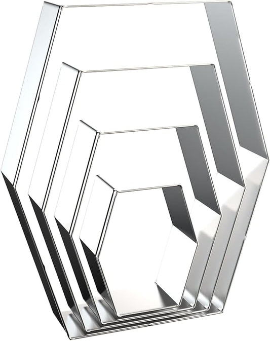 Long Hexagon Cookie Cutters Shapes Set with Assorted Sizes - 5 inch, 4 inch, 3 inch, 2 inch - Geometric Frame Plaque Cookie Cutters Shapes Molds - Stainless Steel